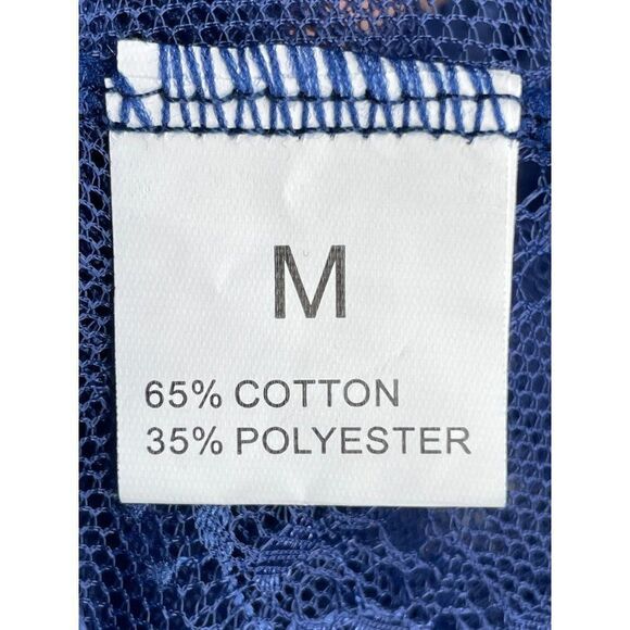 NEW KISS ME ANGEL Lingerie Blue Lace-Trim Flutter-Sleeve Babydoll & G-String MED - Picture 9 of 9